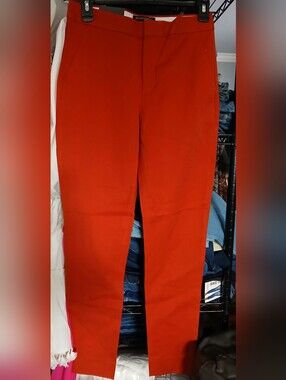 Women Slim Rust Orange  Dress Pants